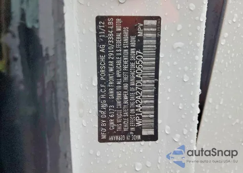 2013 Porsche Cayenne z USA, uszkodzony, nr VIN WP1AA2A27DLA06507